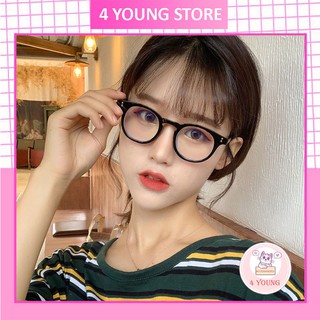 Mắt kính nữ nam thời trang giả cận không độ gọng kính cận mắt tròn chống ánh sáng xanh chữ V phong cách Hàn Quốc 027