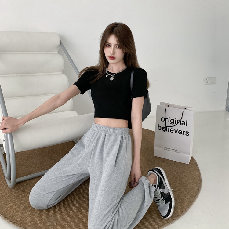 Áo Croptop Tay Ngắn Bigsize Dưới 80Kg Cổ Tròn Ôm Body Chất Thun Trơn "TN"