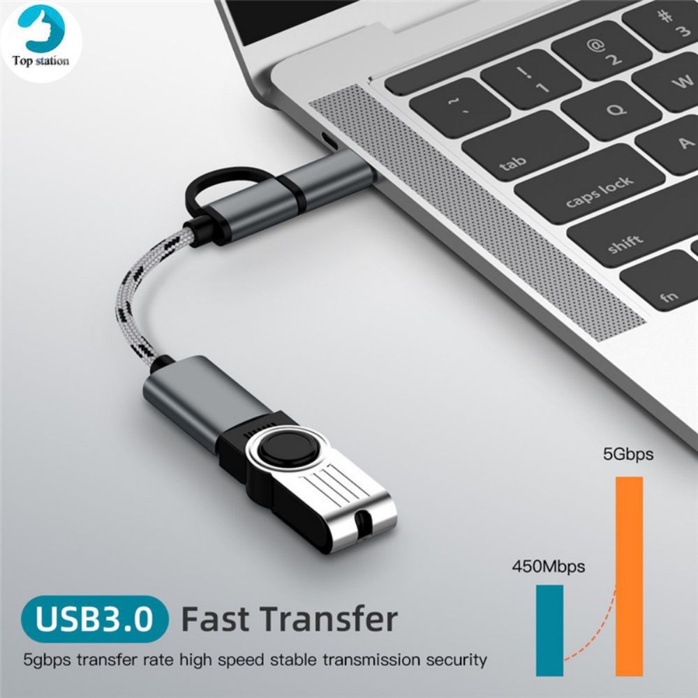 1 Cáp Chuyển Đổi 2 Trong 1 Type-C Male + Micro Usb Male Sang Usb 3.0 Female Otg Cho Điện Thoại Tablet U Drive