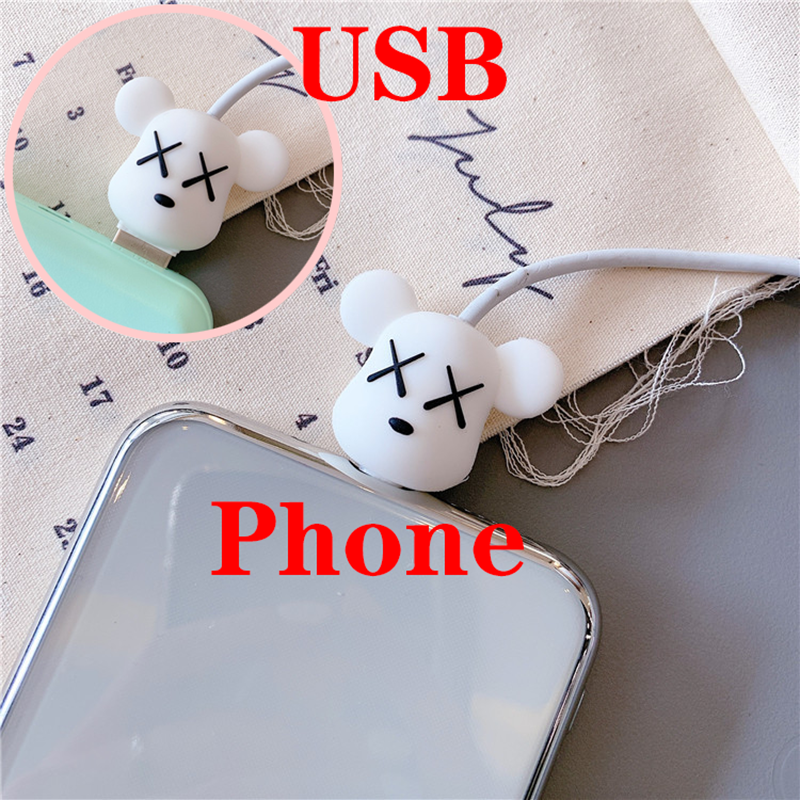 Phụ Kiện Bảo Vệ Đầu Dây Cáp Sạc USB Bằng PVC Hình Hoạt Hình Cho iPhone Samsung Huawei Xiaomi Vivo