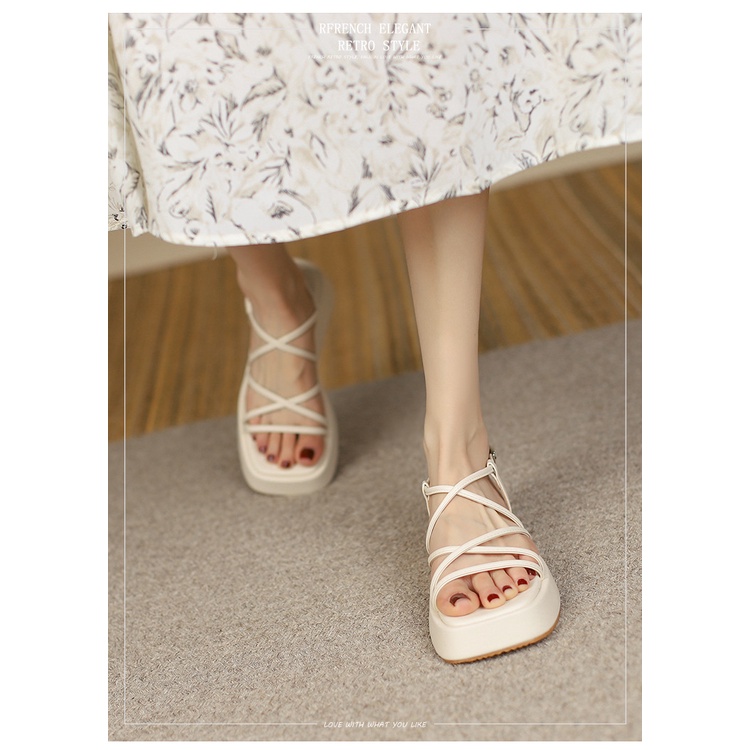 Dép Sandal nữ đế xuồng bằng thấp kiểu dây mảnh size từ 35-43