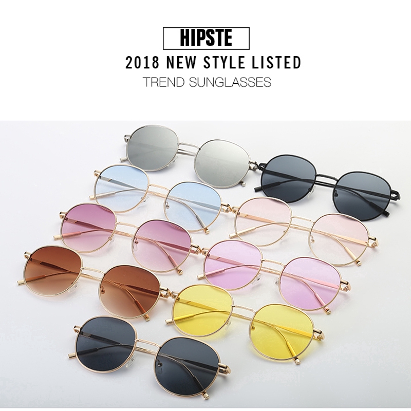 Kính Mát Gọng Oval Nhỏ Kim Loại Phong Cách Vintage