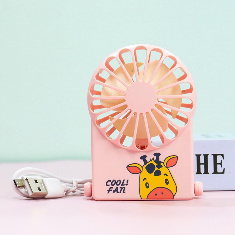 Quạt mini cầm tay sạc điện hình thú cute có đèn tích điện , cổng sạc usb , để bàn đeo cổ. | BigBuy360 - bigbuy360.vn