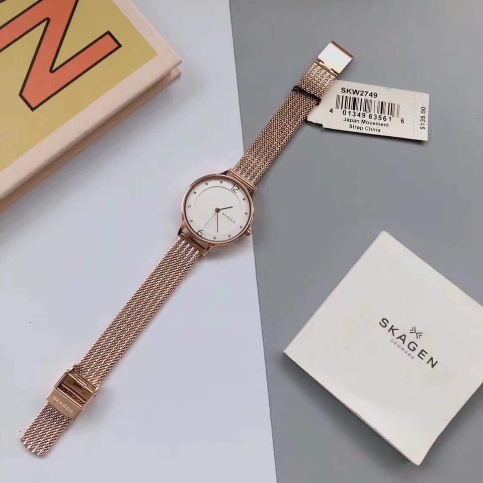 ĐỒNG HỒ NỮ SKAGEN ANITA SKW2749 DÂY MESH VÀNG HỒNG