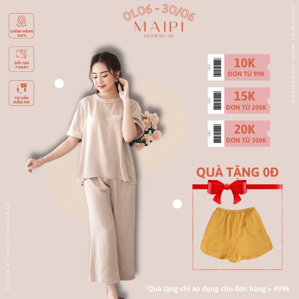 Bộ Lụa mặc nhà YOKO chất liệu lụa mềm mại by MAIPI