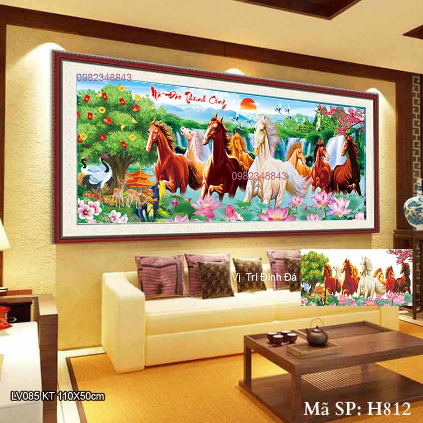 Tranh đính đá mã đáo thành công. Tranh gắn đá chưa gắn.