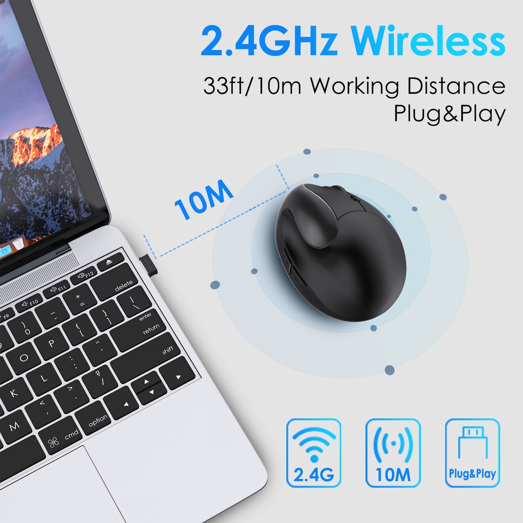 Chuột không dây Jomaa 2.4g có thể sạc lại cho PC Laptop Windows M.c OS Linux