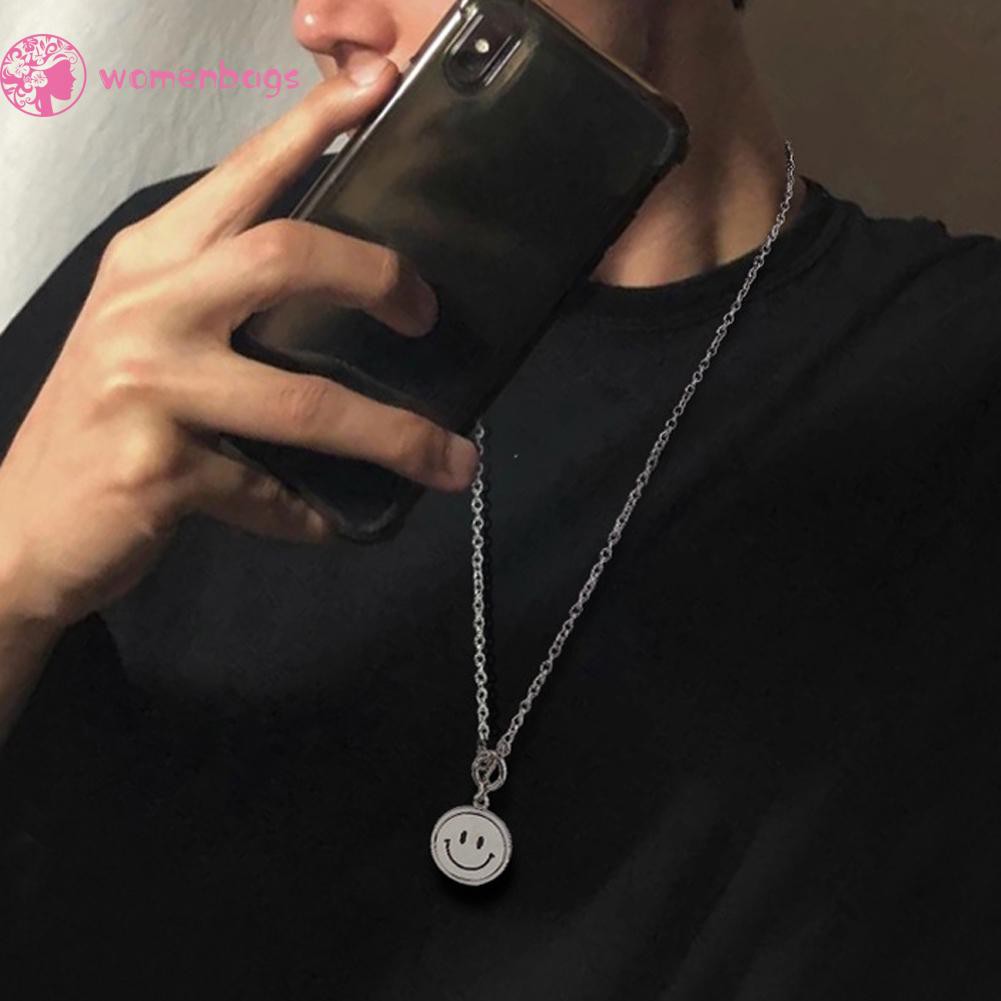 Dây chuyền mặt hình mặt cười xoay được phong cách hip hop cá tính thời trang dành cho cả nam và nữ