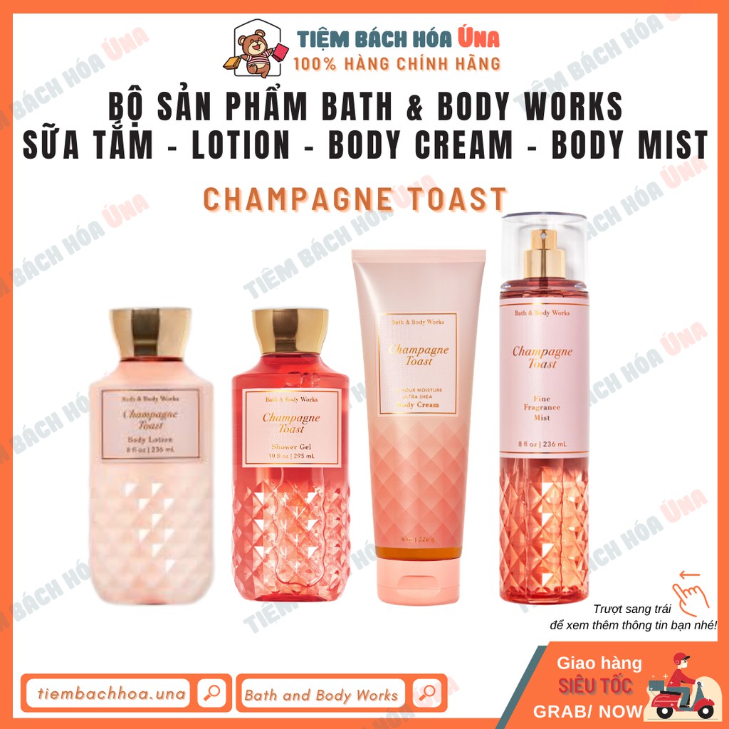 [Bill US] Champagne Toast | Bộ Sản Phẩm sữa tắm dưỡng thể xịt thơm toàn thân Bath and Body Works (BBW)