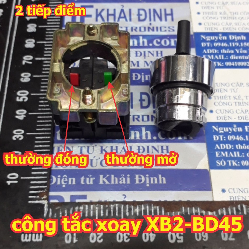 Công tắc xoay tủ điện RESET, không giữ, 1 chiều, 1 thường mở, 1 thường đóng, phi 22mm, XB2-BD45 kde5619