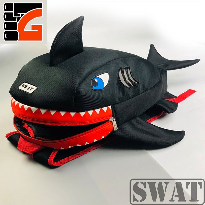 [ẢNH THẬT] Balo cá mập SWAT màu đen siêu cute - Đựng nón bảo hiểm,sách vở, đồ dùng cần thiết