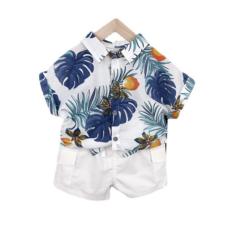 Set áo sơ mi ngắn tay + quần short cho bé trai 0-5 tuổi