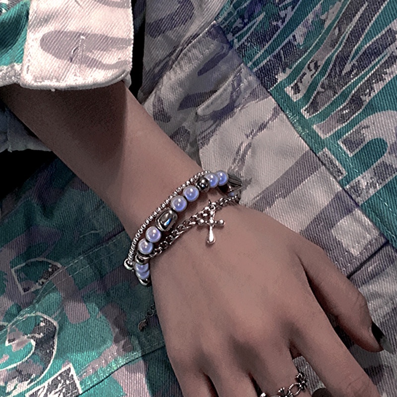 Vòng Tay Ngọc Trai Phản Quang Hai Lớp 19A1502 Phong Cách Hip Hop