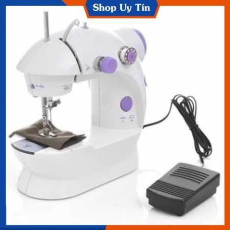 Máy May Mini - Máy Khâu Mini Gia Đình 2 Tốc Độ Có Đèn Led Cắt Chỉ
