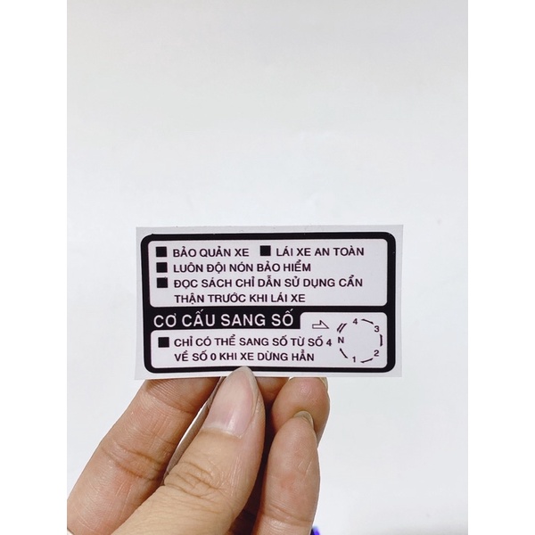 Tem thông số dành cho xe Honda Wave anpha