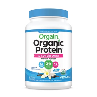 Bột đạm orgain organic protein, bột đạm thực vật hữu cơ 50 superfoods, Chocolate Caramel Sea Salt 1.242kg, USA