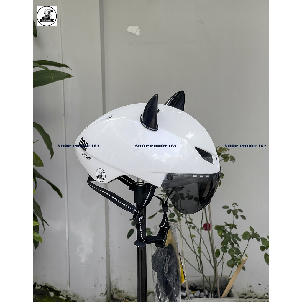 NÓN THỂ THAO POC FALCON GẮN TAI MÈO TRẮNG CHÍNH HÃNG 2022