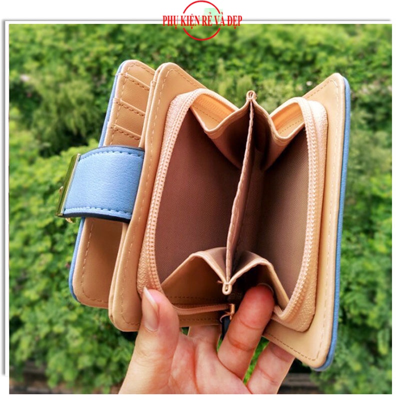 Ví Ngắn Nữ Mini Cầm Tay LEAF Gấp 3 Nhỏ Gọn Nhiều Ngăn Tiện Dụng PKR19