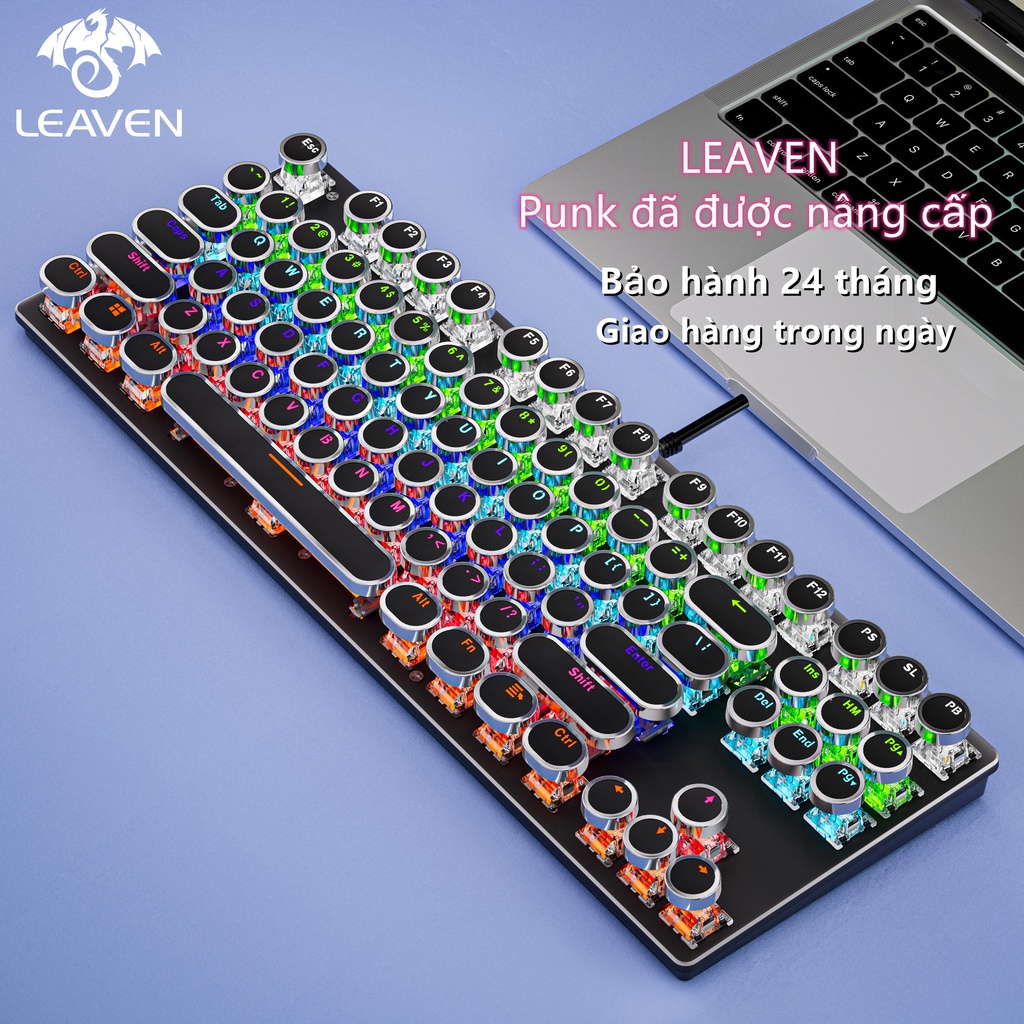 Bàn phím máy tính Bàn phím cơ LEAVEN K550 Punk 87 phím Hiệu ứng ánh sáng RGB bàn phím cơ gaming