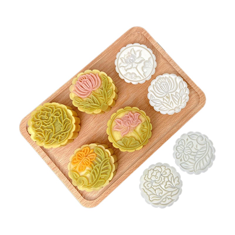 Bộ Khuôn Đóng Dấu Làm Bánh Trung Thu 100g Với 4 Họa Tiết Khác Nhau