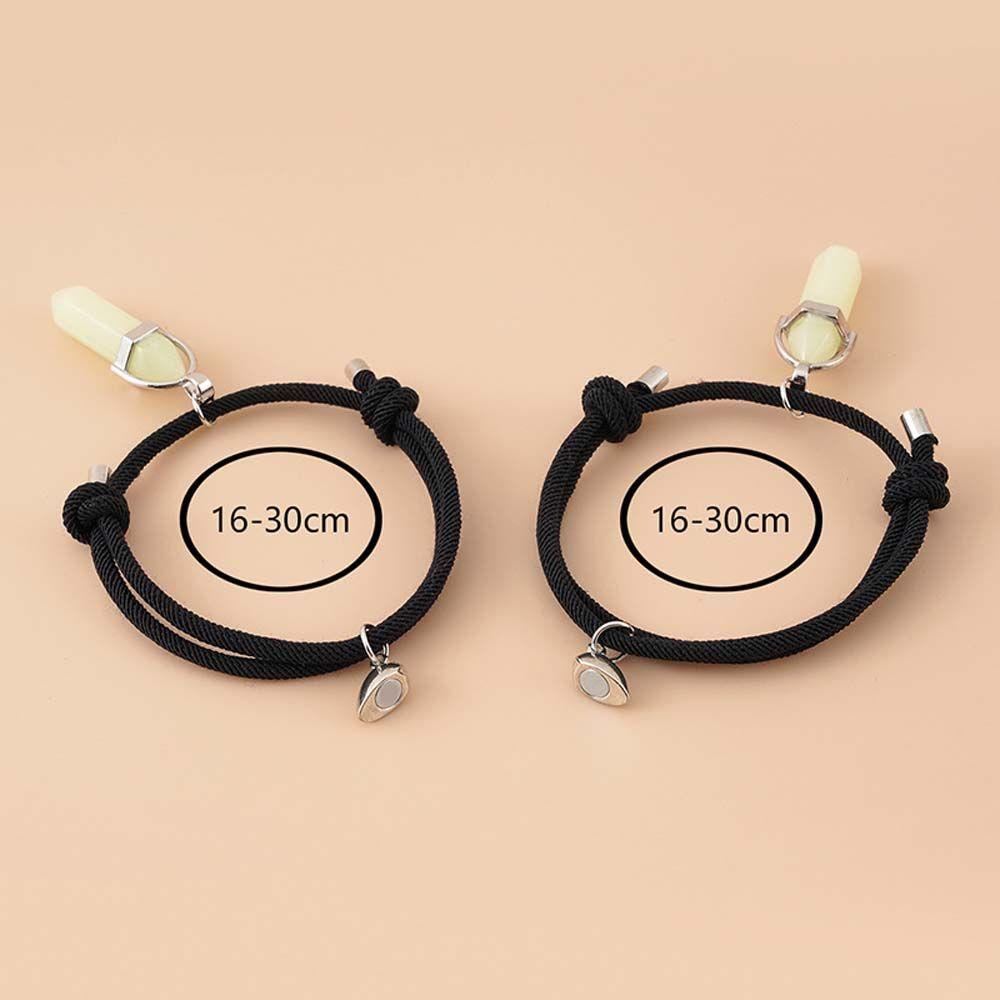Set 2 Vòng Tay Mặt Hình Trái Tim Lục Giác Phát Sáng Phong Cách Hàn Quốc Dành Cho Bạn Thân