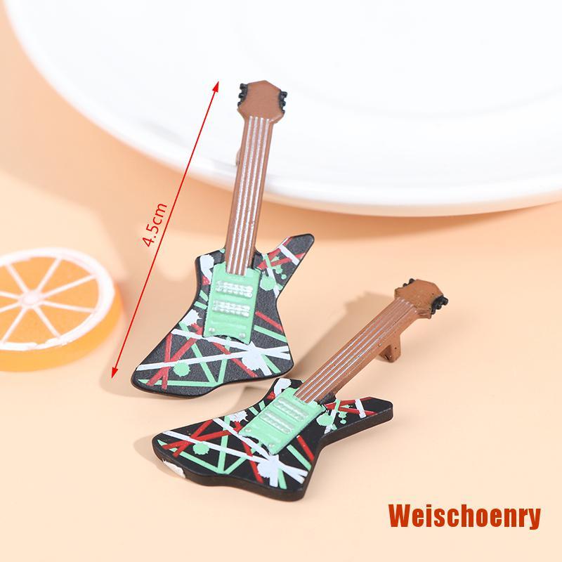 Set 2 Mô Hình Đàn Guitar Mini Tỉ Lệ 1: 12 Trang Trí Nhà Búp Bê