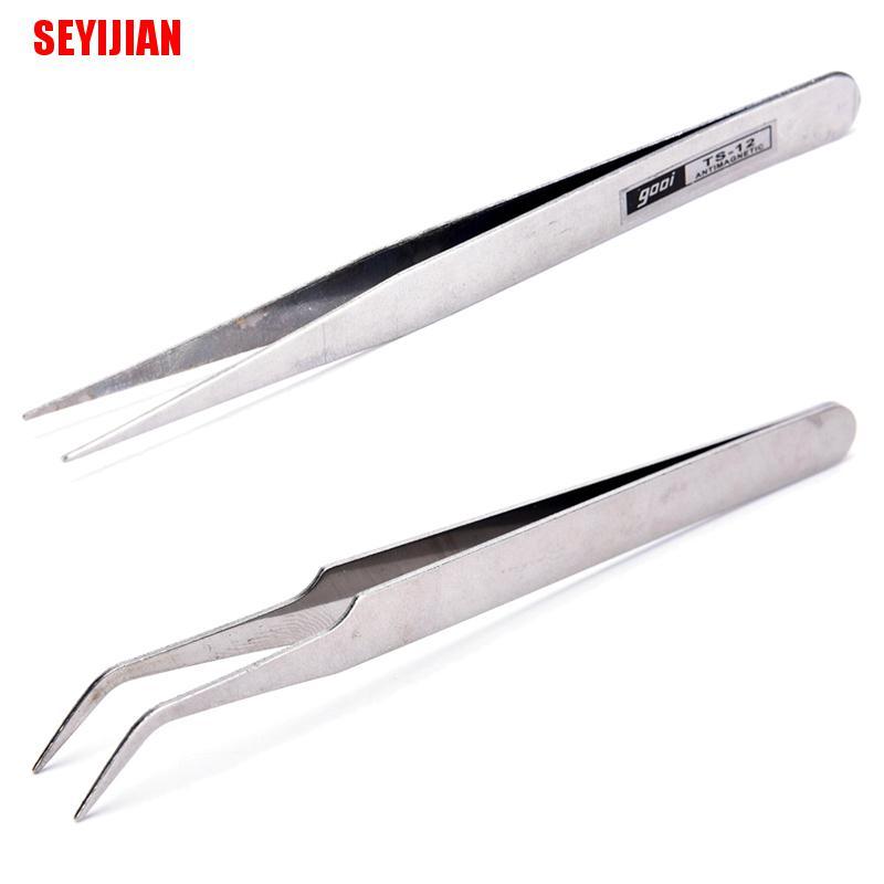 (SEY) 2 X Stainless Steel Eyelash Gems Pick Tools Cosmetic Tweezers Nail Art Supplies