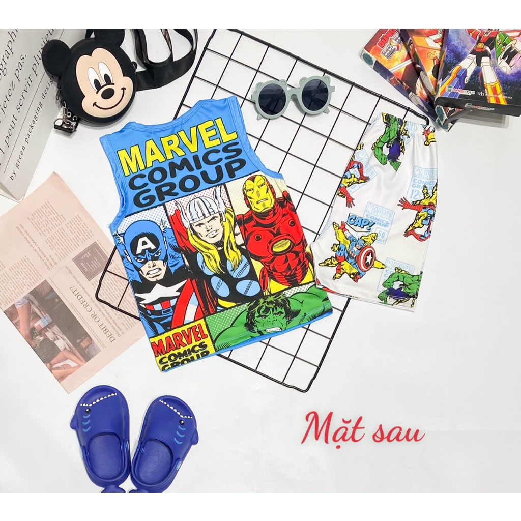 Bộ Ba Lỗ VẢI 3D MINKY MOM In Hình Họa Tiết Khủng Long Siêu Anh Hùng Cho Bé BL-IN35