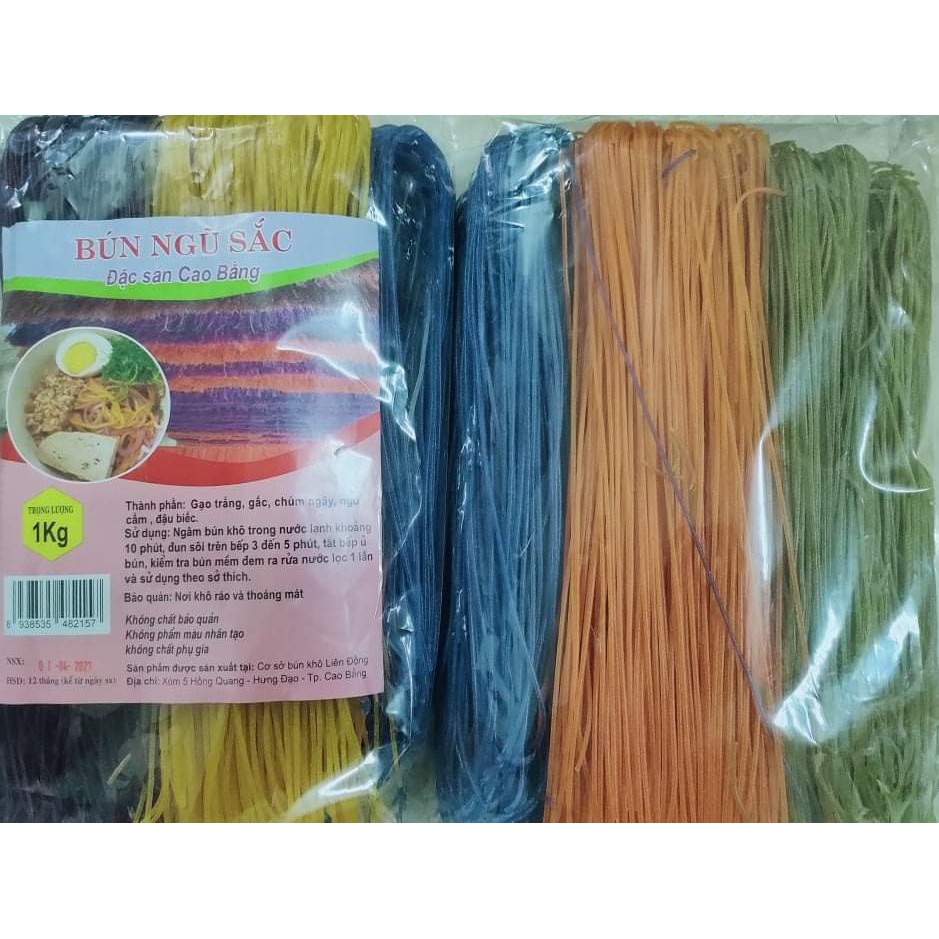 Bún ngũ sắc gồm Gấc / ngô/ chùm ngây/ đậu biếc/ lá cẩm đặc sản Cao bằng eatclean giảm cân ăn kiêng gói 1kg