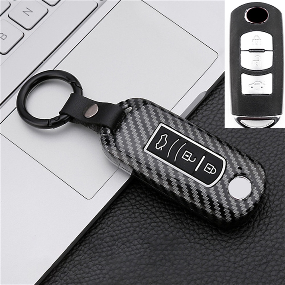Vỏ Bọc Chìa Khóa Điều Khiển Từ Xa Bằng Sợi Carbon Cho Mazda 2 3 6 Axela Atenza Demio CX30 CX5 CX3 CX7 CX8 CX9 CX-5 CX5 CX-7 CX-9 2014 2015 2016