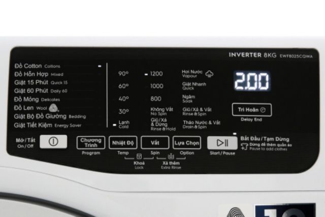 Máy giặt Electrolux inverter 8kg EWF8025CQWA model 2018