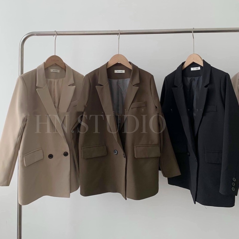 Áo Blazer nữ - Áo Blazer fom rộng tay cúc chữ hàng qccc