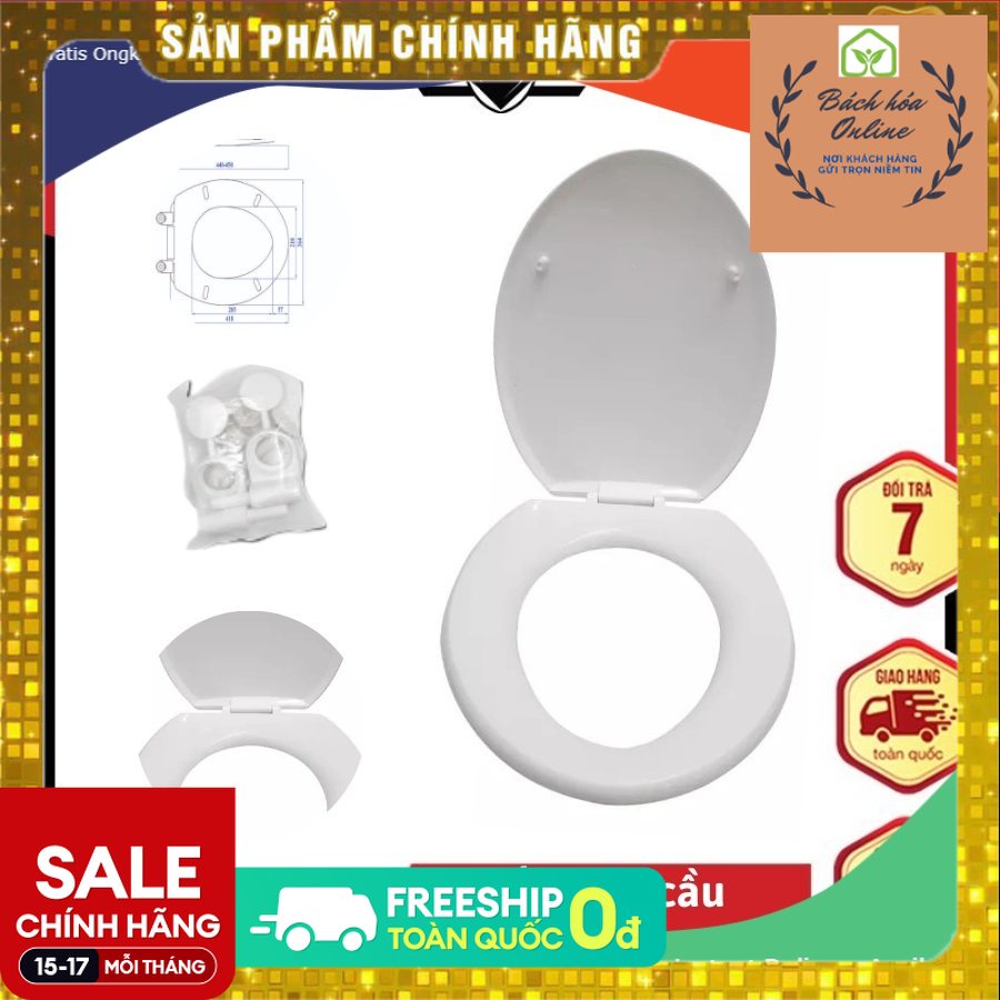 Nắp bồn cầu đủ bộ, nắp bồn cầu nhà vệ sinh WC cao cấp Hùng Anh cao cấp - Lep Store