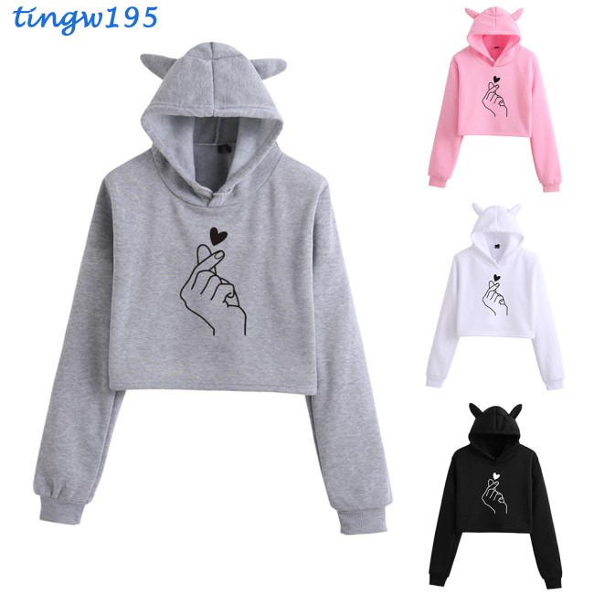 Áo Hoodie Tai Mèo Thời Trang Thu Đông Xinh Xắn Cho Nữ