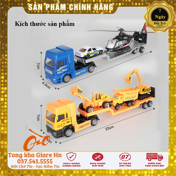 Mô hình xe đồ chơi đầu kéo vận chuyển xe con, vận chuyển máy bay quan sự, Chất liệu kim loại + nhựa ABS an toàn