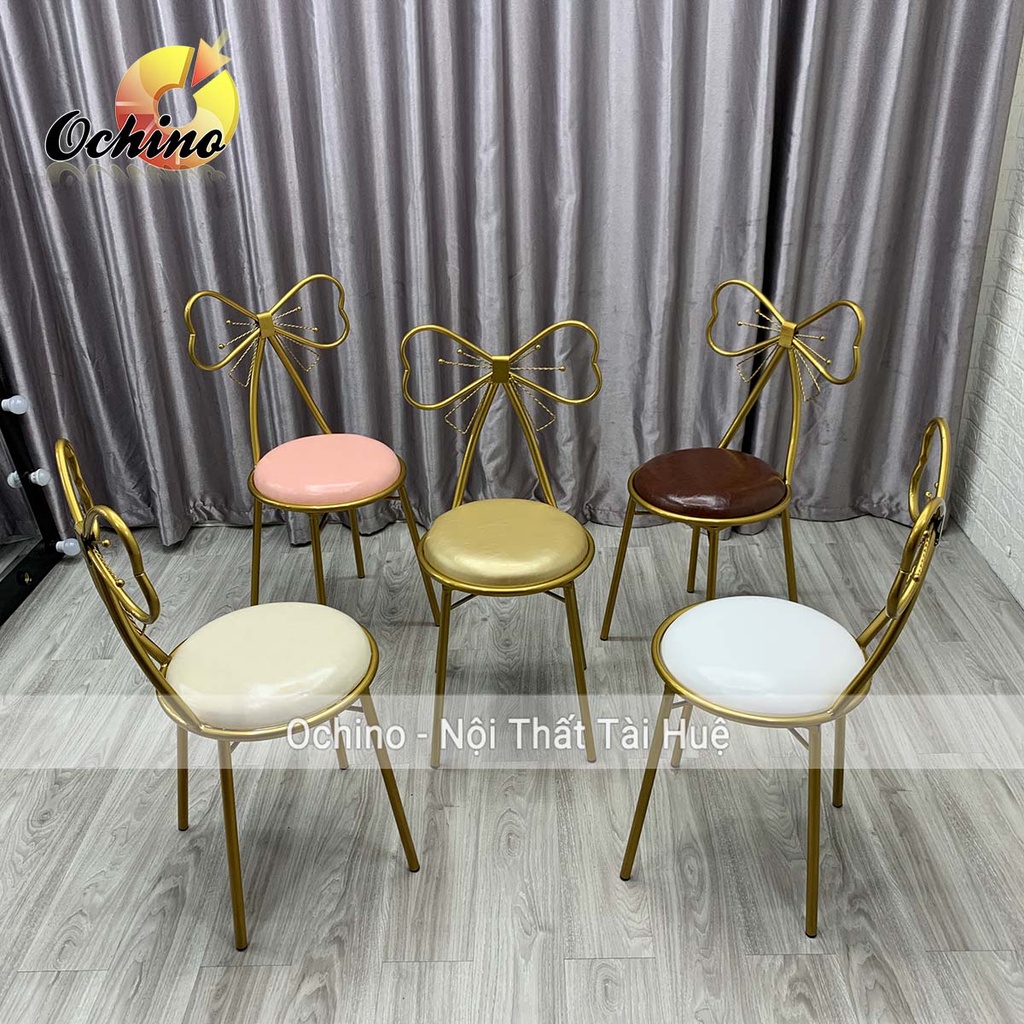 Ghế Trang Điểm Hình Nơ Nhập Khẩu Phong Cách Bắc Âu Sang Chảnh (Hàng Có Sẵn)