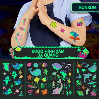 Hình xăm tatoo nhiều chủ đề DẠ QUANG sticker dán chống thấm nước cho bé