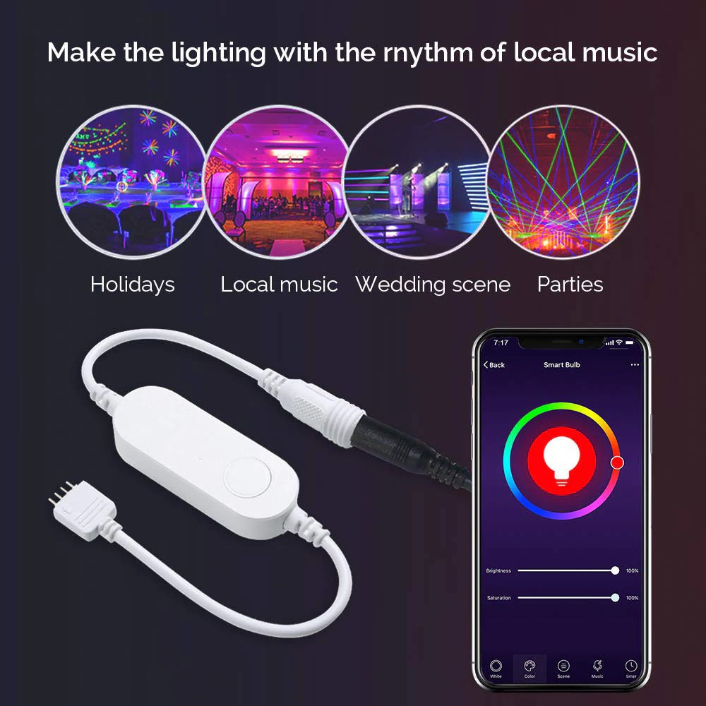 Bộ LED dây trang trí 16 triệu màu RGB điều khiển qua App Smart Life / Tuya