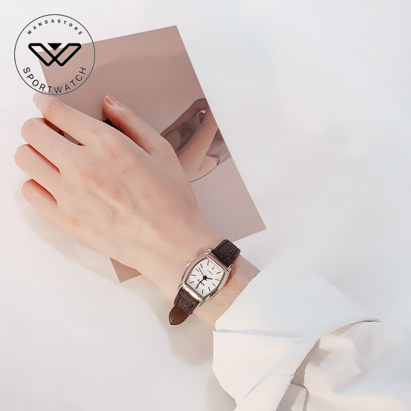 Đồng hồ thời trang nữ ra te HM001 dây da mặt ovan
