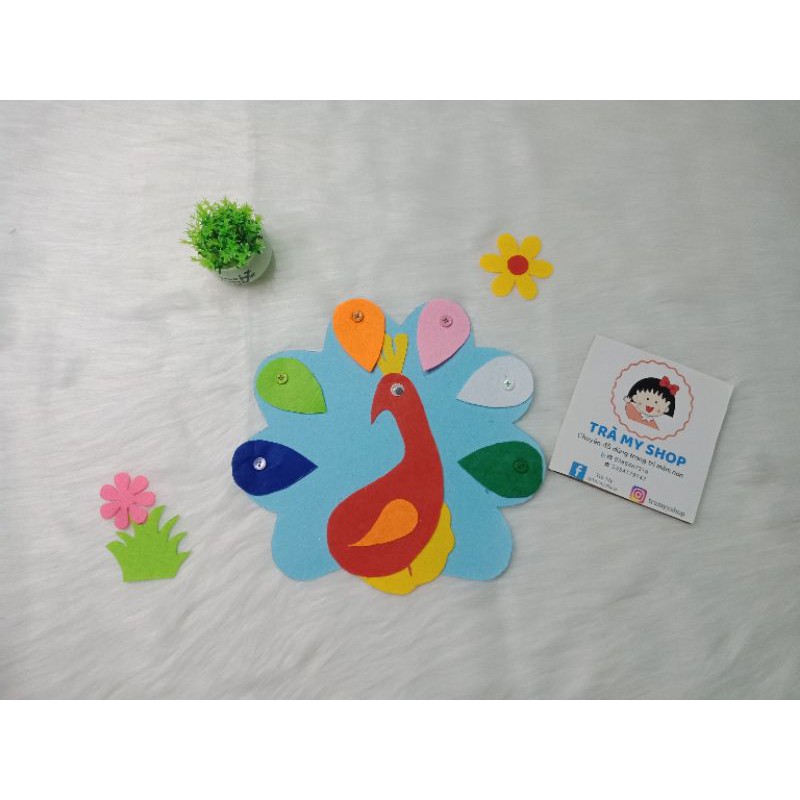 đồ chơi kĩ năng cho bé bằng vải nỉ - hình con công