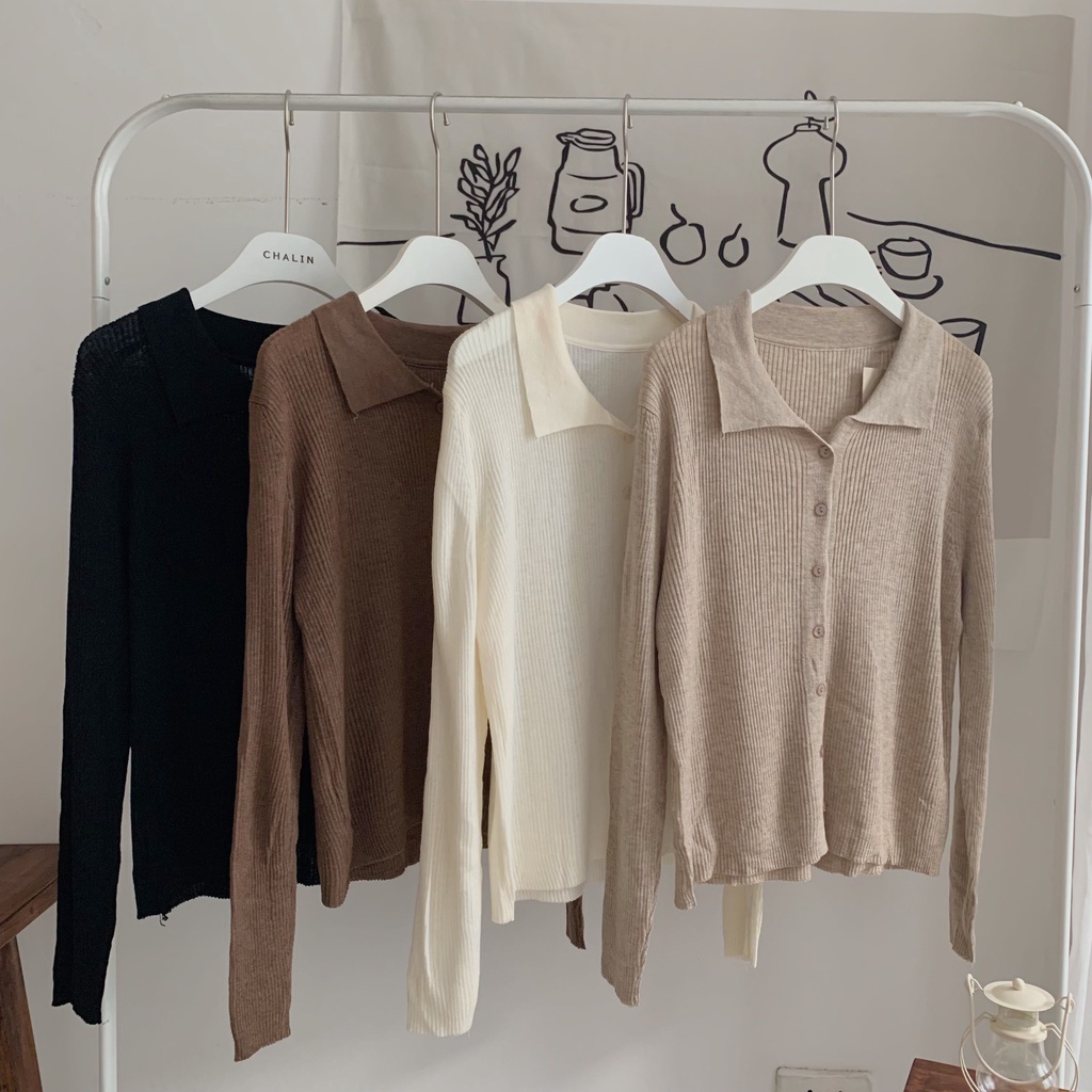 Áo polo mongtoghi dài tay A-012, áo polo len mịn, áo len nữ chất mịn | BigBuy360 - bigbuy360.vn