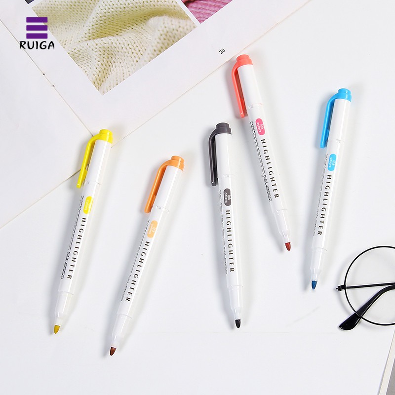 SET 5 CÂY BÚT HIGHLIGHT ĐÁNH DẤU 2 ĐẦU ZHIPAI DUPE Zebra MILDLINER TAKE NOTES BULLET JOURNAL