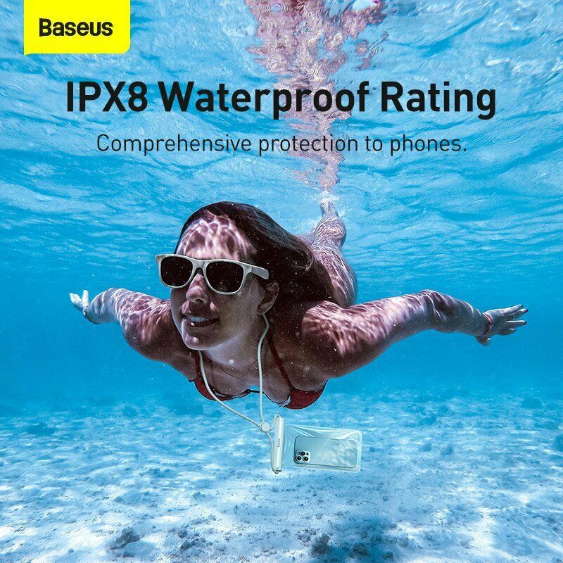 Túi chống nước cho điện thoại Baseus nắp trượt chuẩn IP X8 - Baseus Waterproof Bag ( for under 7.2 inch SmartPhone)