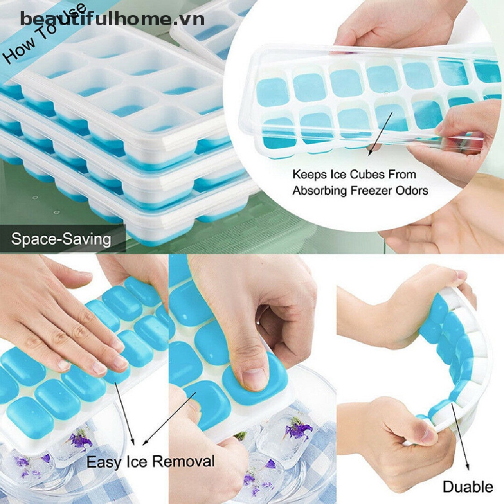 Khuôn Silicone Làm Đá / Thạch / Cocktail Có Tay Cầm Tiện Dụng