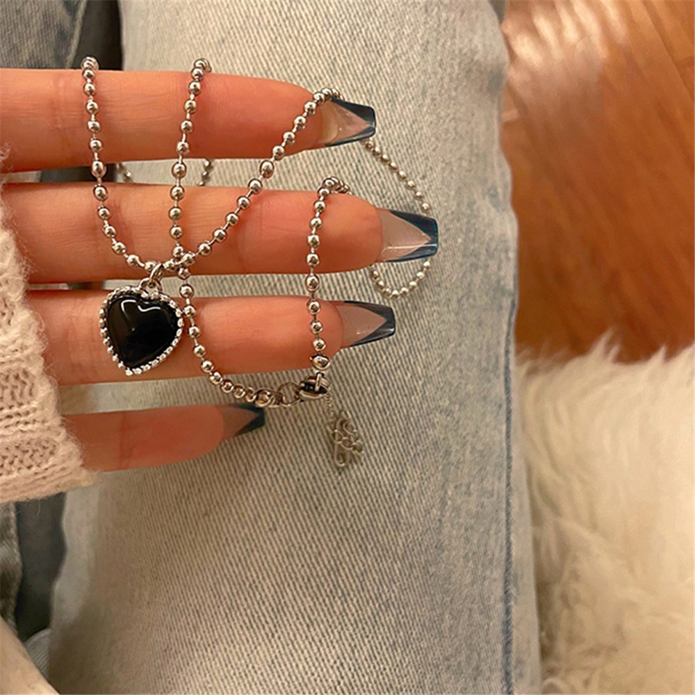 Đen Vòng Cổ Choker Mặt Trái Tim Thời Trang Cá Tính Cho Nữ