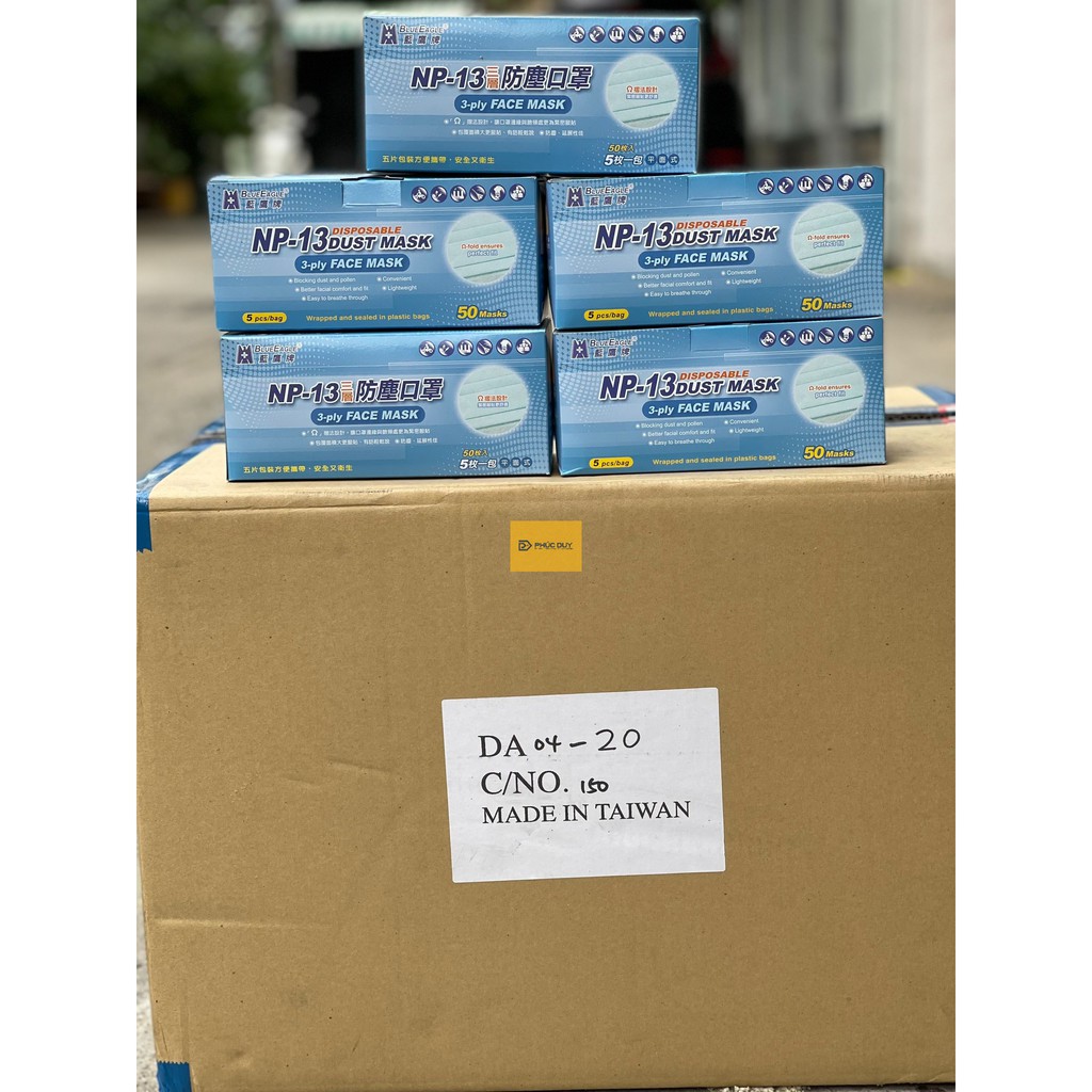KHẨU TRANG BLUE EAGLE CHỐNG BỤI &amp; VI KHUẨN 3 LỚP NP13  (5 CÁI /1 TÚI )