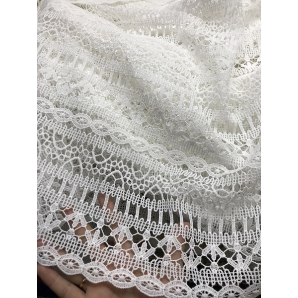 Vải ren sợi họa tiết nhỏ có chân ren