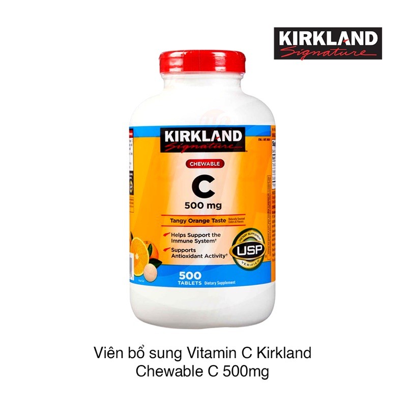 (Date 10/22) Kẹo nhai Vitamin C Kirkland Vị Cam 500 viên của Mỹ