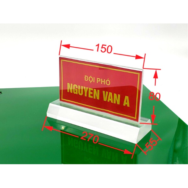 Biển Chức Danh Mica 8x15cm Quân Đội Để Bàn, Bảng tên chức danh giá rẻ