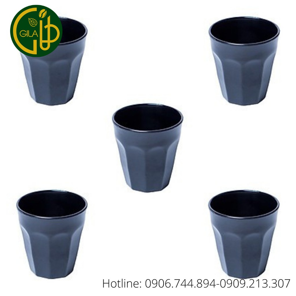 Ly trà nhựa đen melamine dùng cho quán cà phê/ quán ăn (1 lốc 6 cái)